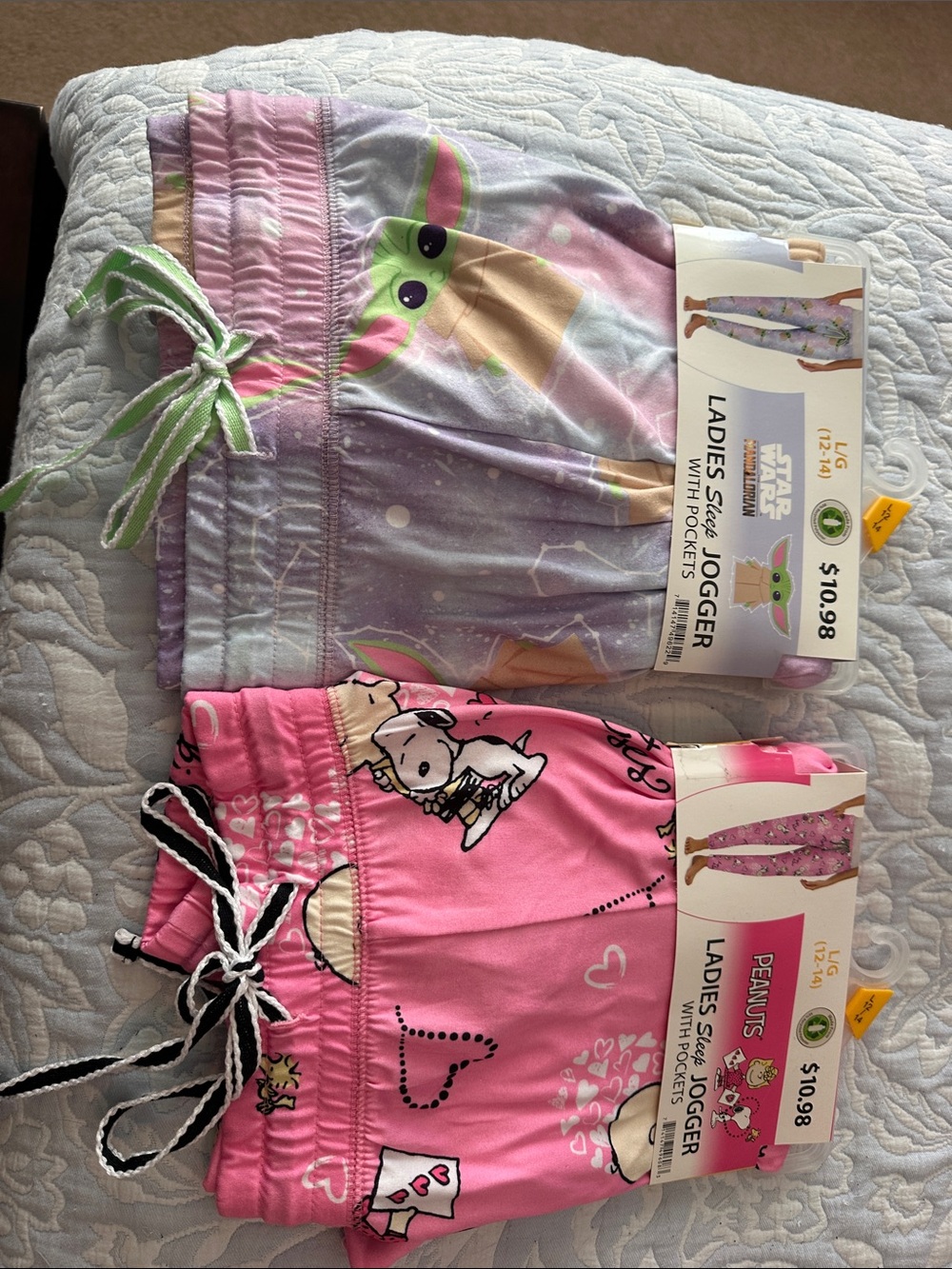 Ladies' Pajama Jogger Duo — Grogu Lavender & Peanuts Pink